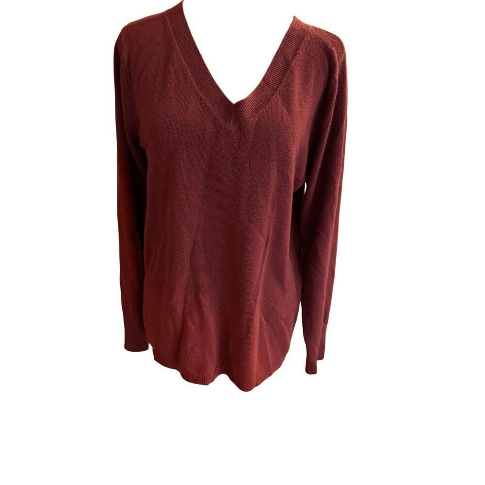 Croft & Barrow V Neck Lightweight Sweater Size Medium Burgundy